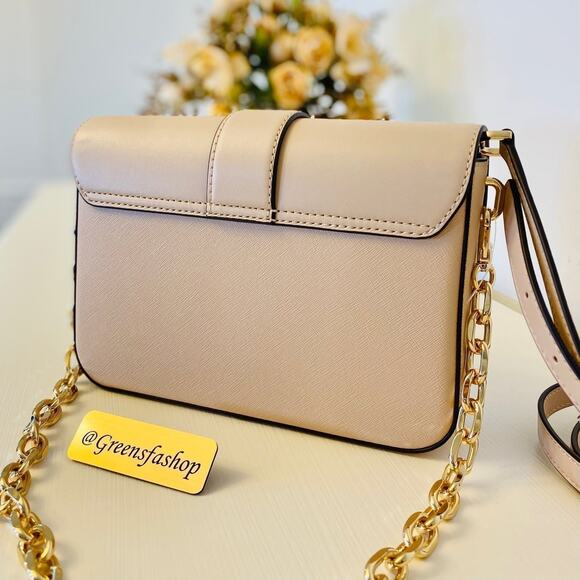 Michael Kors Carmen Medium Monogram Flap Crossbody leather buff - Picture 4 of 9